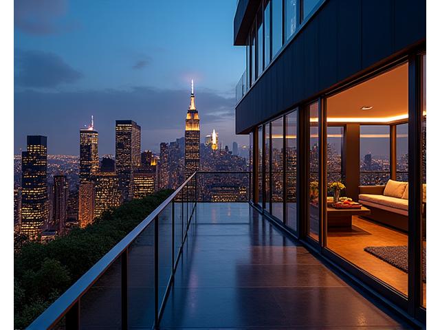 Urban penthouse with city views, New York